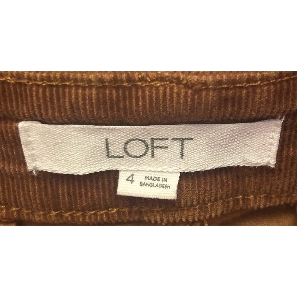 Loft Palmer Wide Leg Women's Pants Size 4 Tan Brown Corduroy High Rise Stretch - Picture 7 of 9